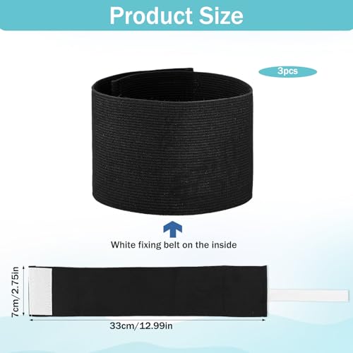 7x33 CM/2.75x13 Inch 3 PCS Captain Armbands, Black Elastic Arm Band Adjustable Leader Armband Team Sport Armband Soccer Armband Memorial Armband Funeral Mourning Band for Volleyball Basketball Team