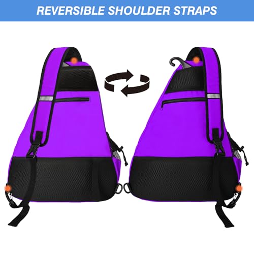 WOLT Pickleball Bag,Crossbody Sling Bags for Women Men,Pickleball Backpack with Fence Hook for Tennis, Racketball - color: Purple