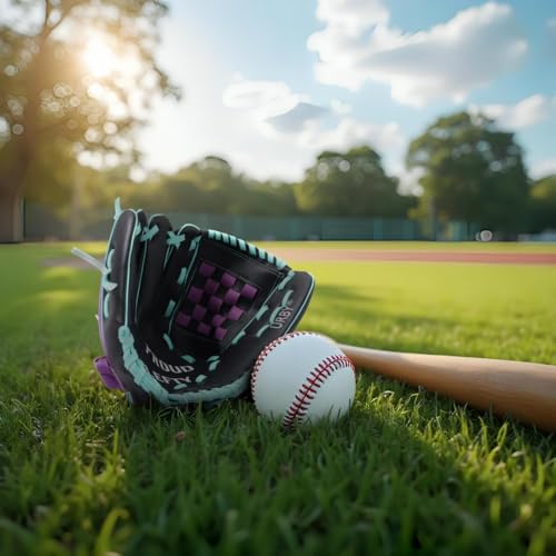 Urby Left Handed Baseball Glove, Left Handed T Ball Glove for Lefty, Left Hand Throw Only. T-Ball & Youth Baseball Gloves. - color: Black & Purple, size: 11.5in Age 7-11