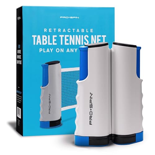PRO-SPIN Retractable Ping Pong Net – 72" Table Tennis Net with Clamps | Portable Ping Pong Net for Any Table | Includes Custom Mesh Storage Bag | Replacement Table Tennis Net Posts - color: 1-Pack | Blue