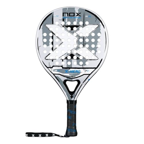 NOX Padel Racket X-Hero 2026 | Round Shape Pala Padel for Beginners & Intermediate Players | Carbon Frame, 3K Fiber Glass Face, HR3 White Eva Core | DCS Stability, Lightweight Agility & Gloss Surface - color: White
