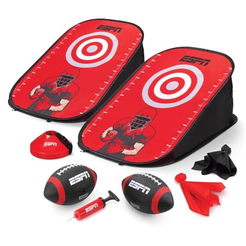 ESPN Youth Football Quarterback Training Equipment, Football Accessories Include Flags, Passing Target, Cones, and Pump, Designed for Outdoor Games