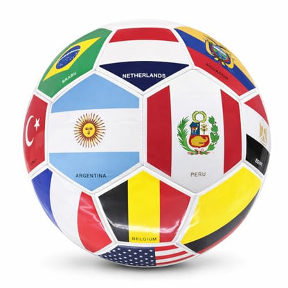 Elite Edition Soccer Ball - Training Soccer Ball – Durable TPU Outdoor Ball – Country Design (USA, Argentina, Brasil, Mexico, Portugal & More) - size: 2, style: COUNTRY FLAG BALL