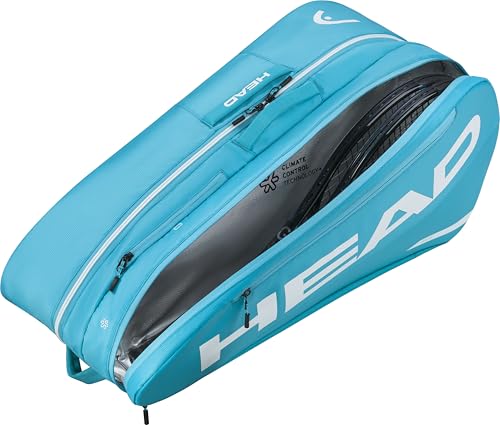 HEAD Tour Racquet Bag L (9R) Tennis Bag - Holds Up to 9 Racquets, CCT+ Climate Control Technology, 2 Main Compartments, Shoe Pocket & Backpack Carry System - color: Blue