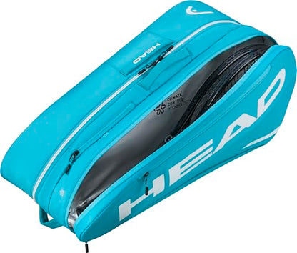 HEAD Tour Racquet Bag L (9R) Tennis Bag - Holds Up to 9 Racquets, CCT+ Climate Control Technology, 2 Main Compartments, Shoe Pocket & Backpack Carry System - color: Blue