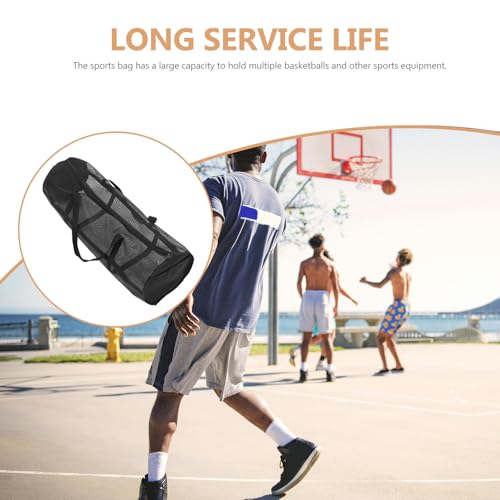 WOONEKY Large Basketball Mesh Sports Equipment Bag with Shoulder Strap, Basketball and Soccer Ball Storage Organizer for Outdoor Training and Team Practice