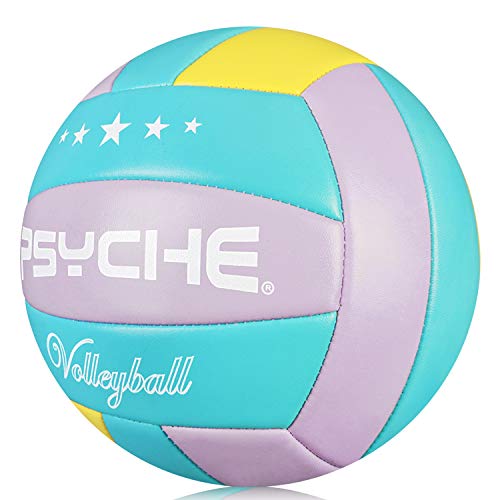 Wisdom Leaves Volleyball,Soft Volleyball Ball for Indoor Outdoor Beach Park Games Play and Training (Official Size 5) - color: Purple-Blue-Yellow
