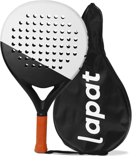 LAPAT Padel Racket with Cover Bag - Carbon Surface with EVA Memory Foam- Paddle Tennis Racquets Lightweight - POP Tennis - color: White Seoul