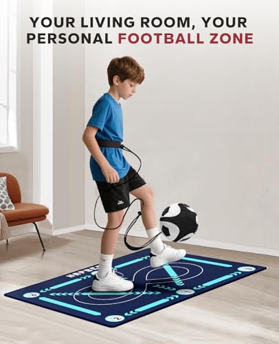 HAPBEAR Soccer Training Mat - 0.2" Thickened Professional Footwork & Ball Mastery Equipment - Anti-Slip Silent Football Practice Mat for Home & Gym - All Ages Speed Agility Trainer - color: Dark Blue