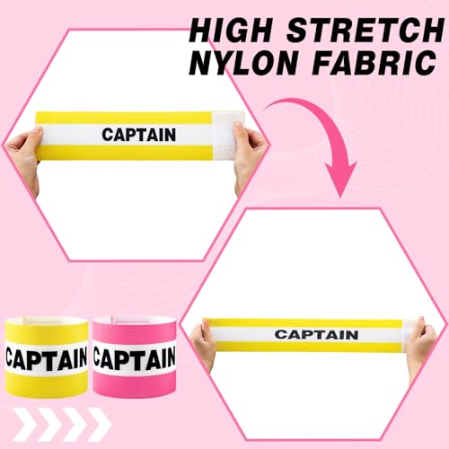 VioraWhite 12pcs Captain Arm Bands for Soccer Captain Armband Adjustable Unisex Elastic for Team Training - color: Yellow，pink