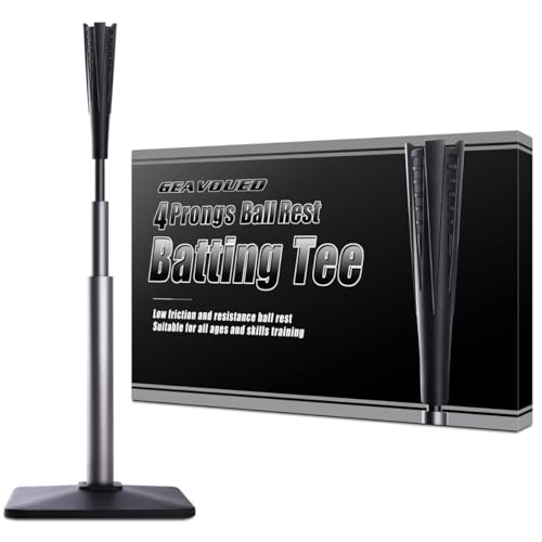 4-Prongs Ball Rest Batting Tee for Baseball and Softball， 23" to 44" Adjustable Baseball Tees for Hitting，Heave Duty Base Baseball Tee （No Included The Baseball） - style: LITE