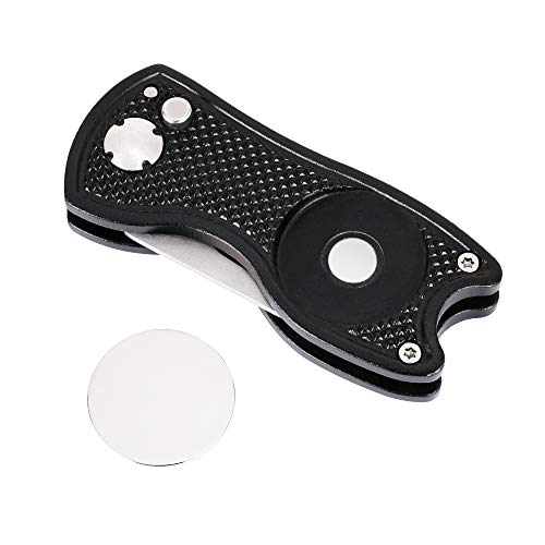 Mile High Life Golf Divot Repair Tool, All Metal Foldable Divot Tool with Pop-up Button & Magnetic Ball Marker, 2-6 Pack