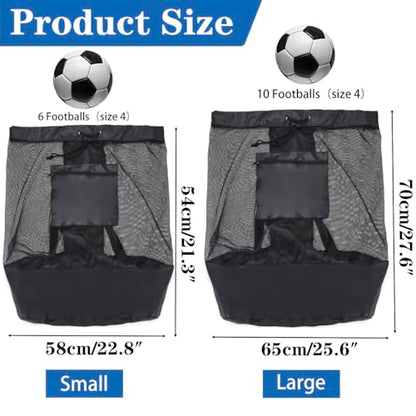 2 Pack Heavy Duty Soccer Ball Bag,Volleyball Ball Bag with Adjustable Strap,soccer Ball Bags for Coaches, Mesh Ball Bag for Holding Basketball, Volleyball, Baseball, Swimming Gear - color: Black-L
