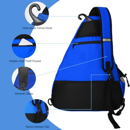WOLT Pickleball Bag,Crossbody Sling Bags for Women Men,Pickleball Backpack with Fence Hook for Tennis, Racketball