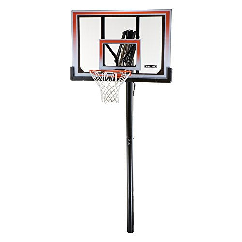 Lifetime 71799 Height Adjustable In Ground Basketball System, 50 Inch Shatterproof Backboard
