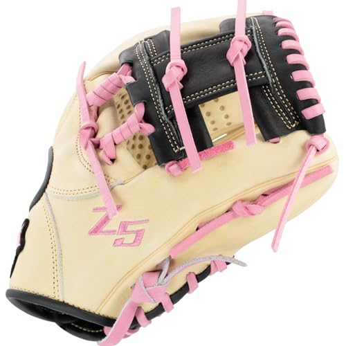 SSK Z5 Craftsman Infield Baseball Glove – 11.25” - 11.5” - 11.75” - 12” – Right & Left Hand Throw - color: Camel/Black/Pink, size: 11.5" - Right Hand Throw