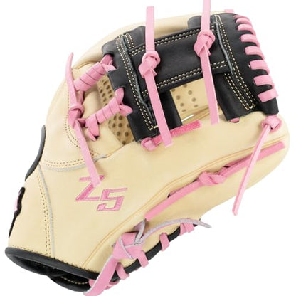 SSK Z5 Craftsman Infield Baseball Glove – 11.25” - 11.5” - 11.75” - 12” – Right & Left Hand Throw - color: Camel/Black/Pink, size: 11.5" - Right Hand Throw