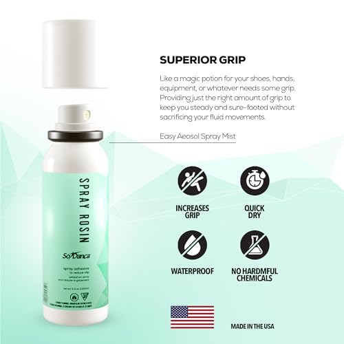 So Danca Sport Spray Rosin 3.3 oz | Instant Grip Enhancer for Shoes, Hands, and Equipment – Boost Traction for Basketball, Weightlifting, Gymnastics, Tennis & More – Fast-Drying, No-Residue Formula