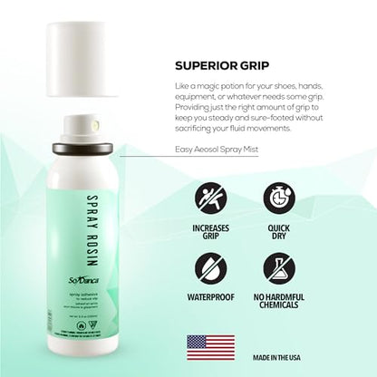 So Danca Sport Spray Rosin 3.3 oz | Instant Grip Enhancer for Shoes, Hands, and Equipment – Boost Traction for Basketball, Weightlifting, Gymnastics, Tennis & More – Fast-Drying, No-Residue Formula