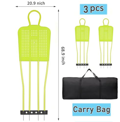 Free Kick Mannequin Soccer, 3 Pcs 68.9 inch Soccer Training Equipment Wall, Durable PVC Soccer Defender Dummy with Carry Bag - color: Fluorescent Green