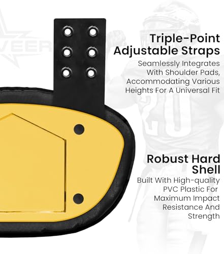 Football Backplate for Shoulder Pads with High Impact Padding, Adult & Youth Lower Backplate Football - color: Chrome Gold, size: Youth