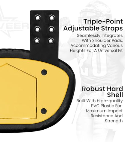 Football Backplate for Shoulder Pads with High Impact Padding, Adult & Youth Lower Backplate Football - color: Chrome Gold, size: Youth
