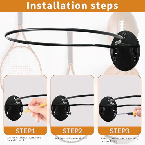 Wall Mount Ball Display Rack, Sports Ball Storage Holder for Basketball, Football, Soccer, Volleyball Collection,Sports Accessories Organizer - size: 2PCS