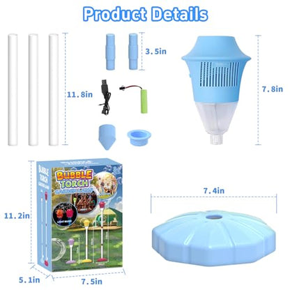 Infowush Bubble Machine for Kids, Automatic Standing Bubble Maker Machine Height Adjustable Up to 47 Inches Outdoor Battery Bubble Machine with Light/Music for Toddlers Birthday Party Gifts（Blue） - color: Blue