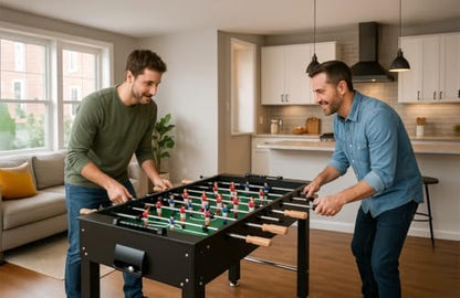 KICK Hexad 48" 6-in-1 Multi Game Table – Foosball, Billiards/Pool, Glide Hockey, Ping Pong, Mini-Shuffleboard & Mini-Bowling - color: Black