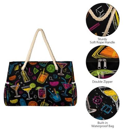 Beach Bag Waterproof Sand-proof Canvas Tote Lightweight Shoulder Bag Suitable for Family outdoor travel - color: C3