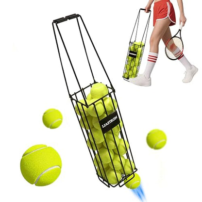 Tennis Ball Hopper Basket Pickleball Picker Upper Pickleball Ball Basket Pickup Hopper Retriever Collector for Balls for Easy Picking Metal Durable Portable Large Capacity Coaches Training