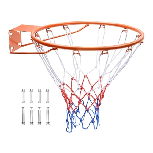 VEVOR Basketball Hoop, 44 54 Inchs PC Backboard Wall Mounted, Basketball Portable Hoop & Goal, Indoor & Outdoor with Hand-Crank Adjustment, Classic Basketball Court, Teens, Adults, Schools, Parks - color: Orange Rim 18in