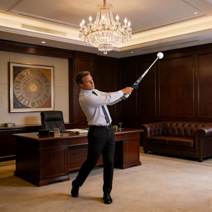 Retractable Golf Swing Trainer, Training Aid with Grip Trainer, Swing Mechanics for Beginners & Tempo Training for Advanced, Click Feedback, Arm Connection, Right/Left-Handed, Indoor/Outdoor