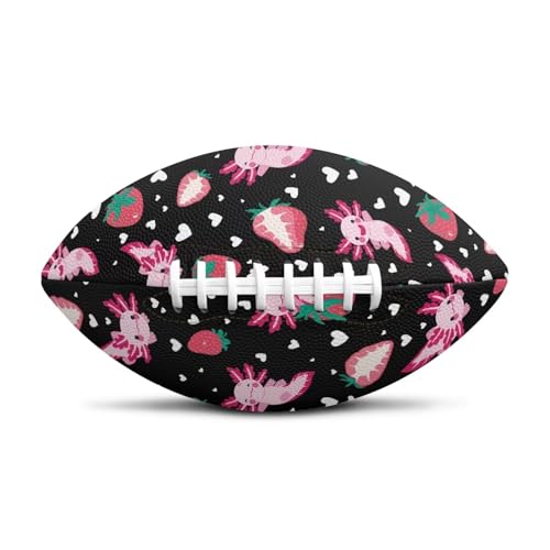 SYtrade Recreational Football Game Footballs PU Composite Leather Footballs for Training Indoor Outdoor - color: Axolotl Love Strawberry Black
