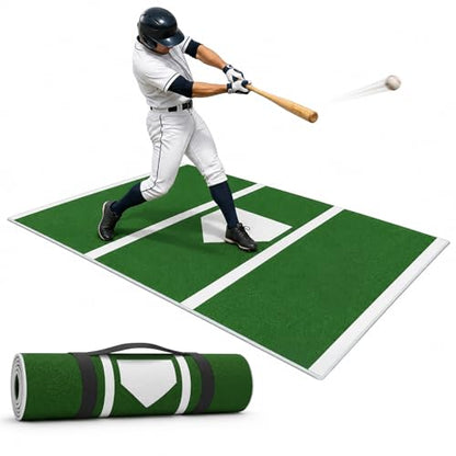 4 x 6.5 ft Baseball Hitting Mat with Home Plate, Soft-Touch Velvet Surface Softball Mat for Backyard Batting Cage, Indoor Outdoor Softball and Baseball Practice
