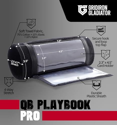 Gridiron Gladiator Wrist Playbook - Play Wristbands for Youth & Adults - Wrist Coach Arm Bands - QB Wristband - Softball Wristbands for Signs - size: Adult