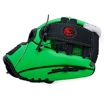 PHINIX Baseball Glove Tee Ball Mitts with Soft Ball for Kids Play & Training 8.5"-10" - color: Green, size: 10"Right Hand Throw