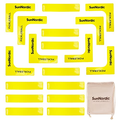 SunNordic Pickleball Court Marker Kit - Official Size Lines Set with Drawstring Bag, Create Your Own Court for Driveway, Backyard, Park & Lawn - color: Yellow