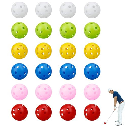 Practice Golf Balls 12-Pack, 4.2cm Durable Plastic Golf Training Balls with Holes, 6 Bright Colours for Indoor & Outdoor Use, High Visibility, Realistic Flight for Garden, Backyard, Limited