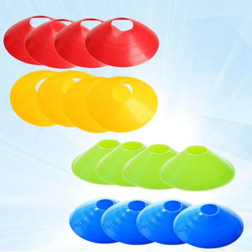 16 Pcs Football Training Disc Cone Marker Set, Multi-Color Plastic Soccer Training Spot Markers for Agility Drills and Field Practice