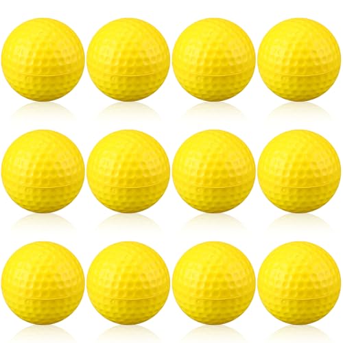 12 Pcs Foam Golf Practice Balls Soft Foam Balls for Golf Practice Realistic Feel and Flight Sport Training - color: Yellow