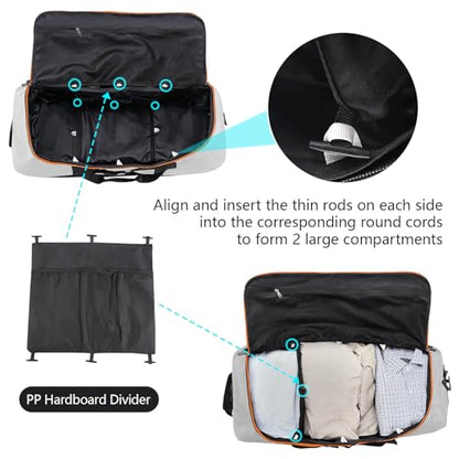 110L Expandable to 140L 32” Foldable Oxford Soft-Sided Rolling Duffle Bag with 2 Heavy-Duty Wheels, 2 Large Compartments, Adjustable Shoulder Strap and Attached Organizer Pouch,Grey - color: Grey