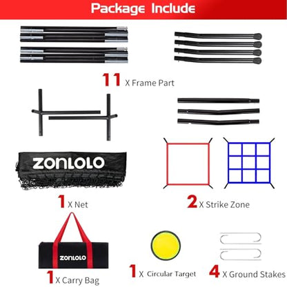 Zonlolo 6 x 6 FT Baseball Net with 3 Diffferent Targets, Portable Practice Net for Batting，Hitting，Pitching and Throwing,Compact Package with Small Carrying Bag，Great for Kids - color: Black