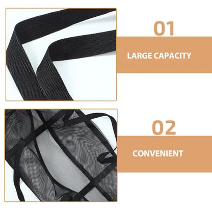 INOOMP Large Basketball Bag Mesh Sports Ball Storage with Shoulder Strap Zipper Portable Gym Equipment Organizer for Team Training and Outdoor Use