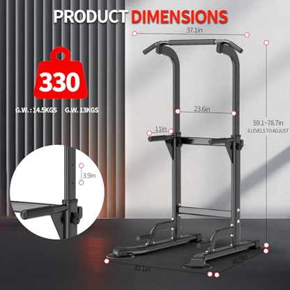 Z ZHICHI Pull Up Dip Station For Home Gym Strength Training Fitness Workout Station Chin-Ups Push-Ups Pull-Ups Dip-Ups 330LBS T055CDC - color: matt black