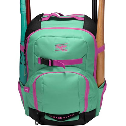 Rawlings | The Journey Player's Backpack Equipment Bag | Baseball/Softball | Multiple Colors - color: Mint / Pink