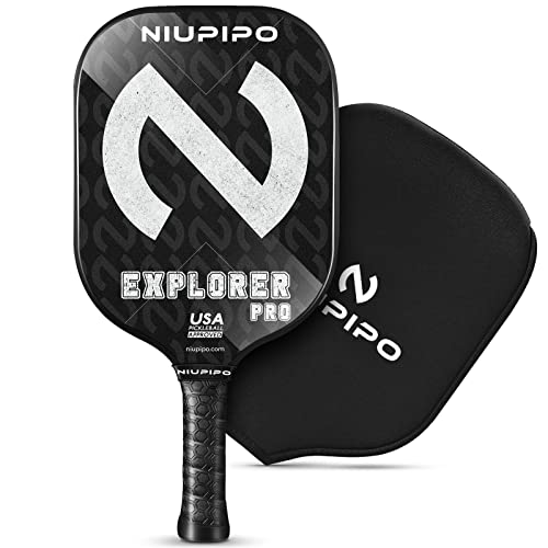 niupipo Pickleball Paddles Set of 2/4/1, USAPA Approved Carbon Fiber & Fiberglass Hybrid, Easy Power, Polypropylene Honeycomb Core, Cushioned 4.72" Grip, Bag/Cover, Pickleball Paddle Set for Men Women - color: Black & White