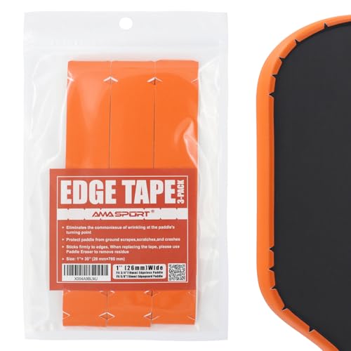 AMA SPORT Pickleball Paddle Edge Guard Tape 3 Pack Edge Protection Tapes 20mm, 23mm, 26mm Width Paddle Edge Cover Perfectly Fits Curved Edge Without Wrinkling - color: Orange, size: 26mm Width