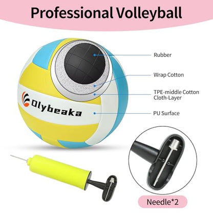 20FT Outdoor Volleyball Net Set System for Backyard Beach with Anti-Sagging Net, Iron Adjustable Height Poles, Soft PU Volleyball and Pump, Carry Bag - Instant Set Up & Durable