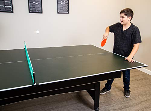 Hathaway 9 ft Quick Set Table Tennis Conversion Top – Regulation Sized, Foldable, Durable Engineered Surface, Protection Pads – Indoor Ping Pong Table Topper for Pool Table w/Net & Posts